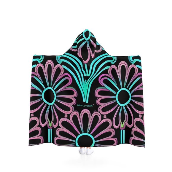 DISCO LEMONADE Original Neon Daisy Hooded Blanket, Cloak, Rave Blanket, Uv, Led, - Picture 1 of 3